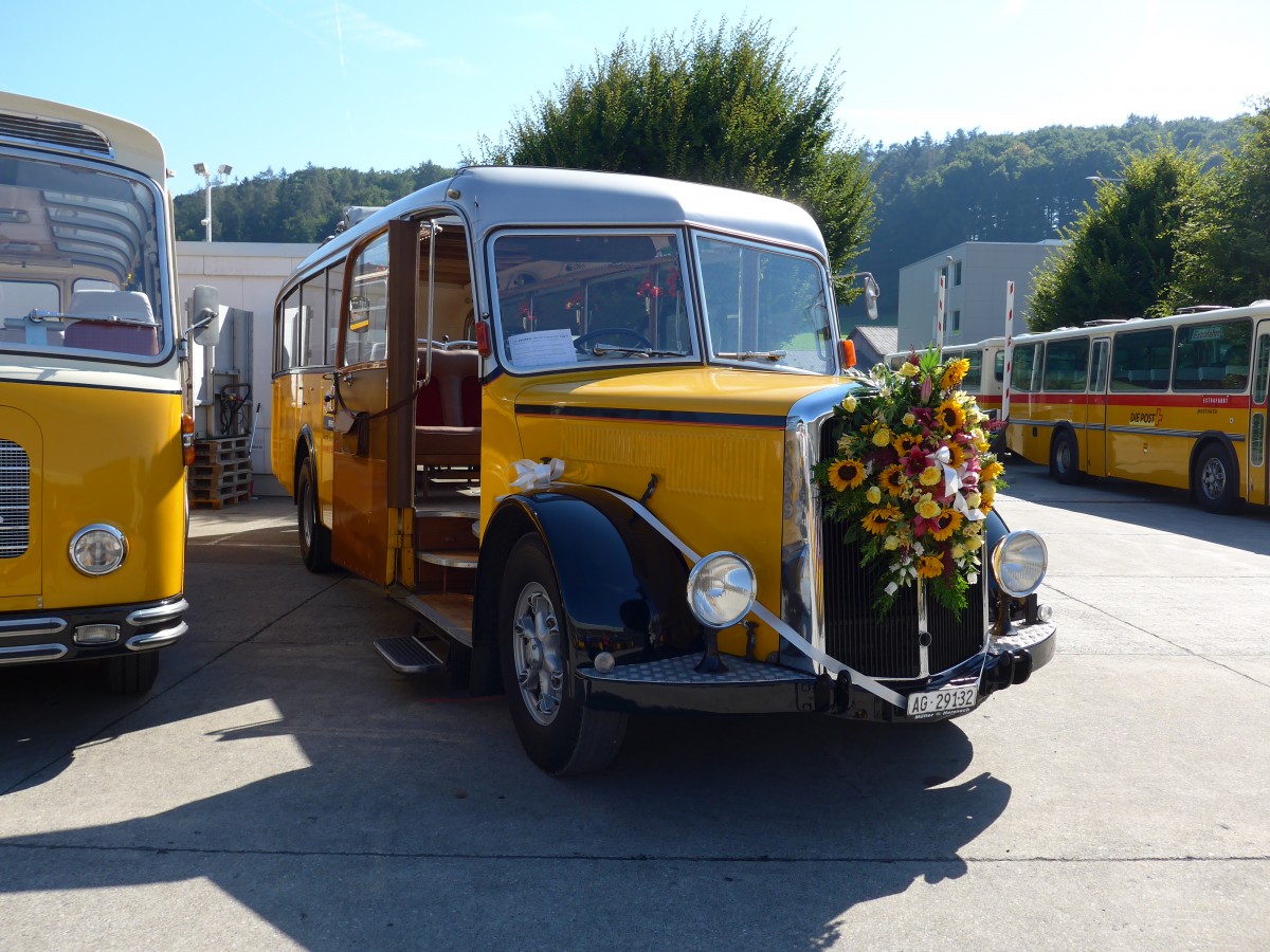 (163'945) - Suter, Herznach - AG 29'132 - Saurer/Tscher (ex Geissmann, Hgglingen; ex P 23'070) am 29. August 2015 in Oberkirch, CAMPUS Sursee