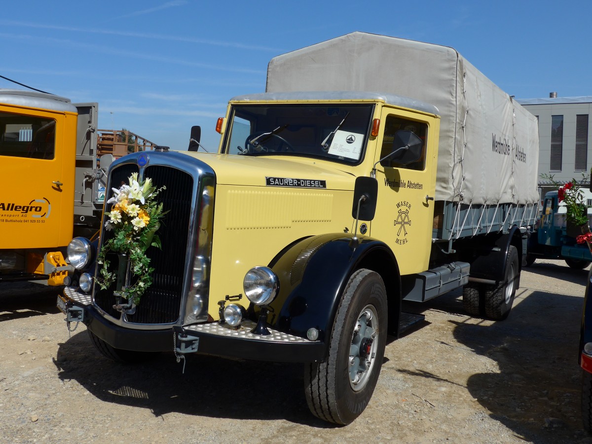 (163'965) - Werdmhle, Altstetten - AG 10'545 U - Saurer am 29. August 2015 in Oberkirch, CAMPUS Sursee