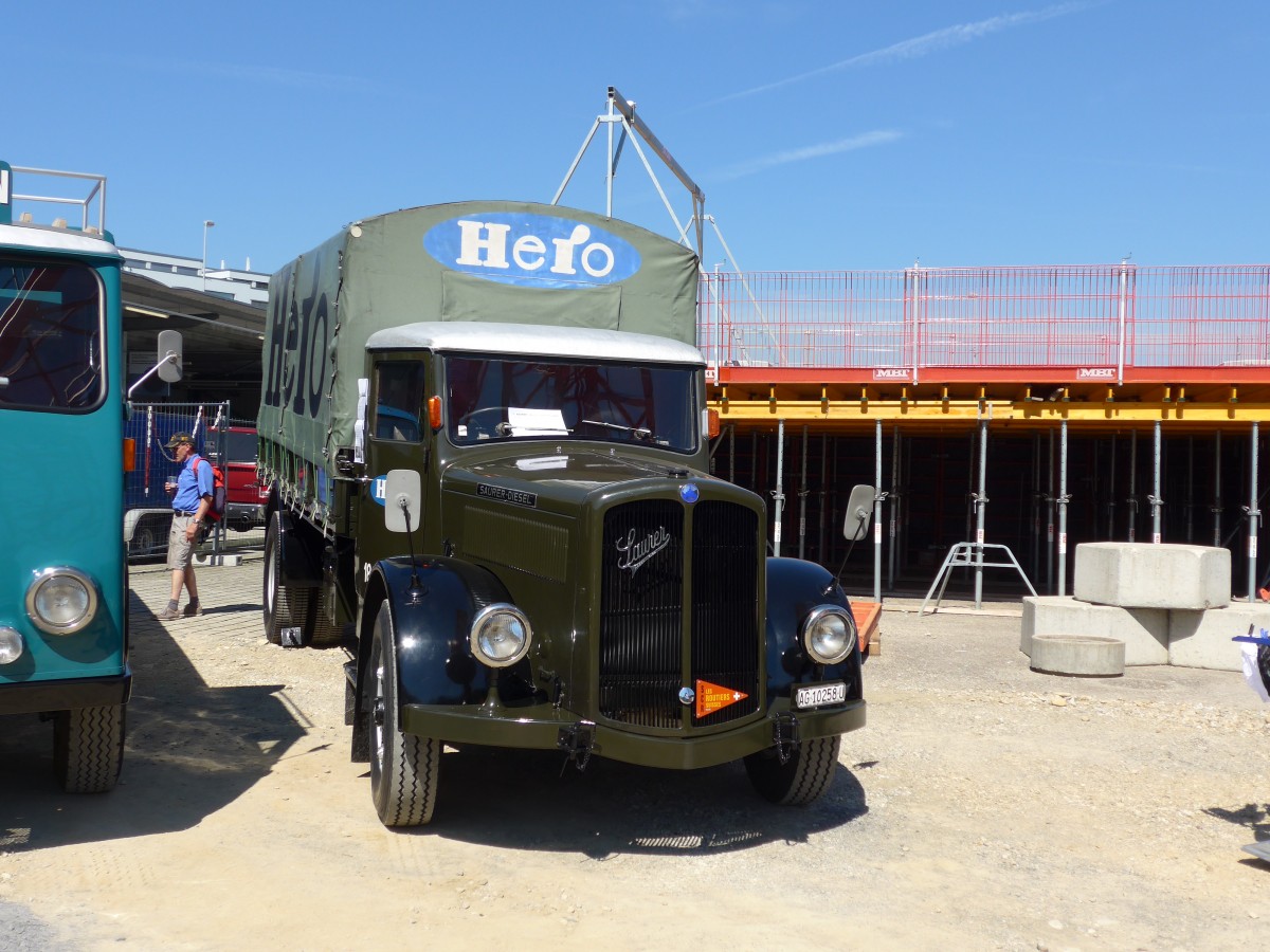 (164'103) - Hero, Lenzburg - AG 10'258 U - Saurer am 29. August 2015 in Oberkirch, CAMPUS Sursee