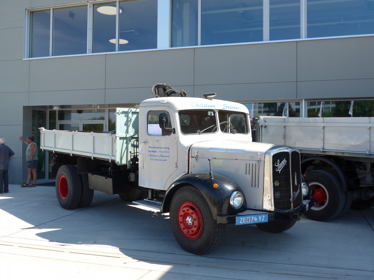 (164'114) - Steiner, Niedernsill - ZE 74 YZ - Saurer am 29. August 2015 in Oberkirch, CAMPUS Sursee