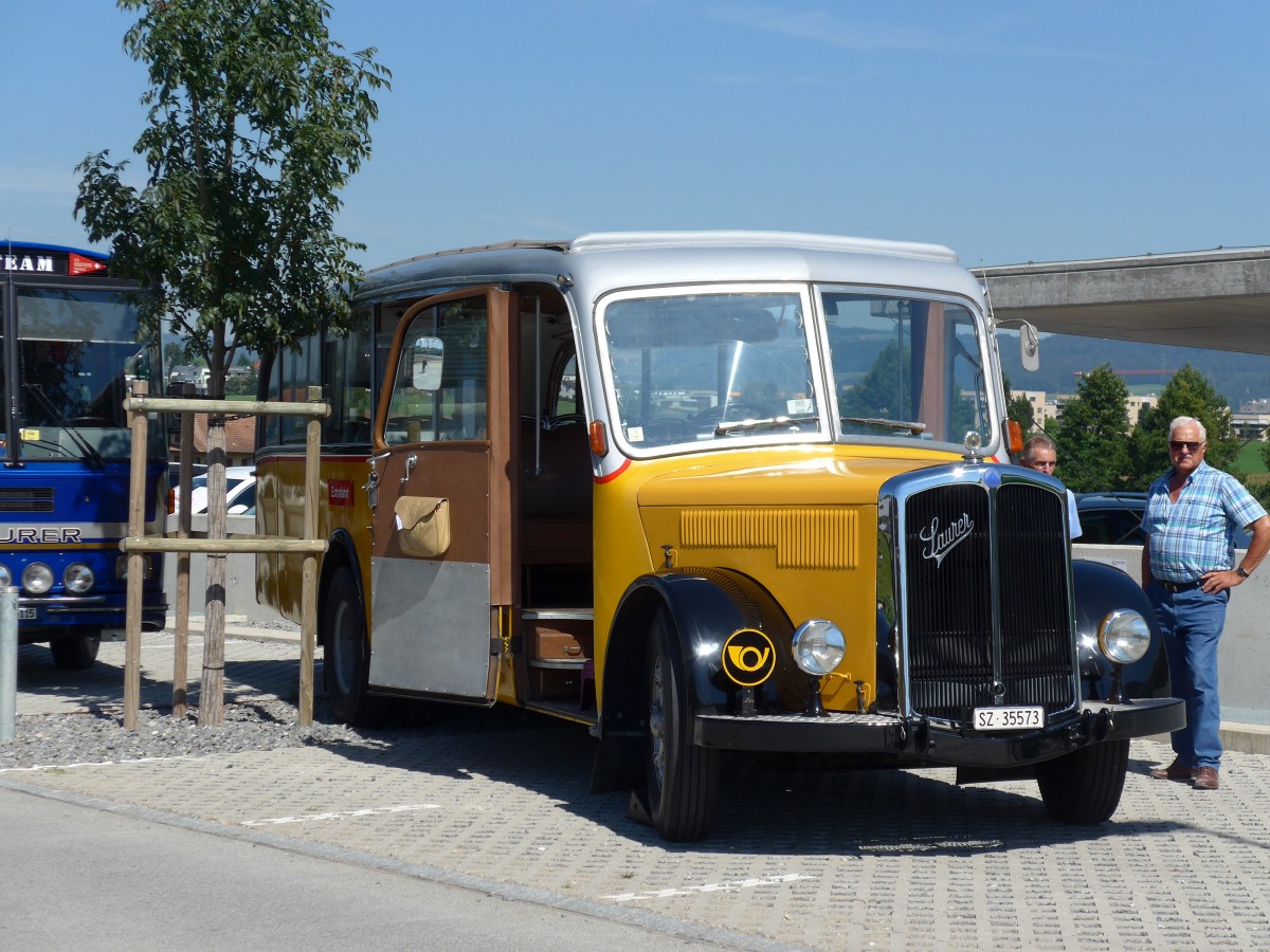 (164'121) - Kiener, Steinen - SZ 35'573 - Saurer/Eggli (ex Marti, Luzern; ex P 23'095; ex P 2147) am 29. August 2015 in Oberkirch, CAMPUS Sursee