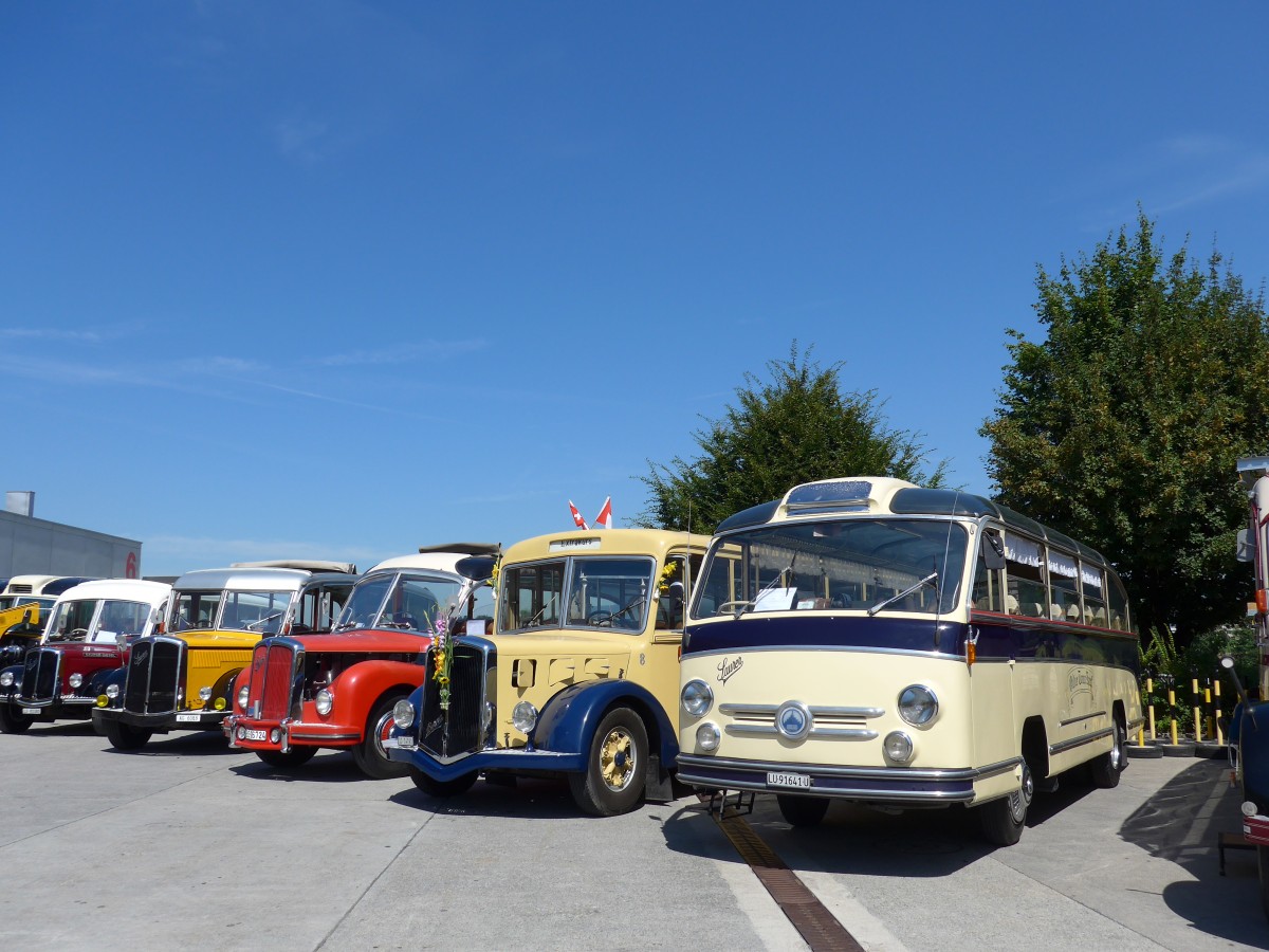 (164'153) - Hodel, Grosswangen - LU 91'641 U - Saurer/Saurer (ex Peter, Luthern Bad; ex Hobi, Ganterschwil; ex Brunner, Sargans) am 29. August 2015 in Oberkirch, CAMPUS Sursee