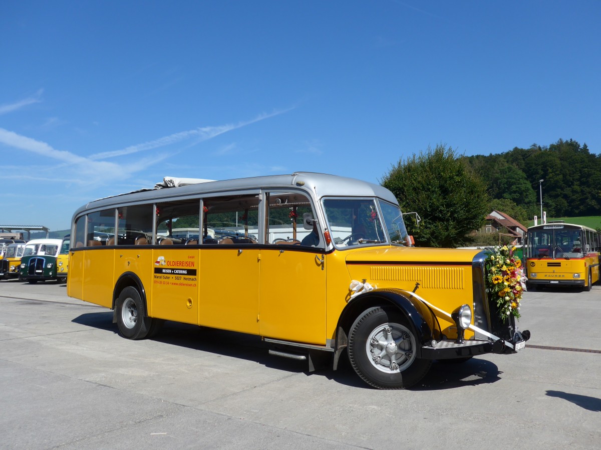 (164'214) - Suter, Herznach - AG 29'132 - Saurer/Tscher (ex Geissmann, Hgglingen; ex P 23'070) am 29. August 2015 in Oberkirch, CAMPUS Sursee