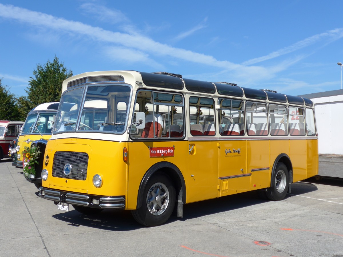 (164'216) - Streiff, Gelterkinden - AG 306'557 - Saurer/Gangloff (ex Oldie-Tours Zrisee, Wollerau; ex OTAG, Wald; ex Leibundgut, Obergoldbach; ex Krebs, Belpberg) am 29. August 2015 in Oberkirch, CAMPUS Sursee