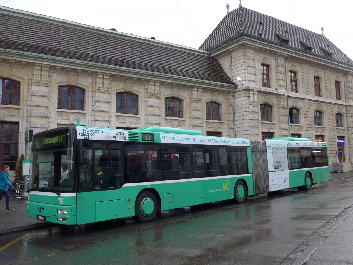 (164'704) - BVB Basel - Nr. 786/BS 3286 - MAN am 14. September 2015 beim Bahnhof Basel