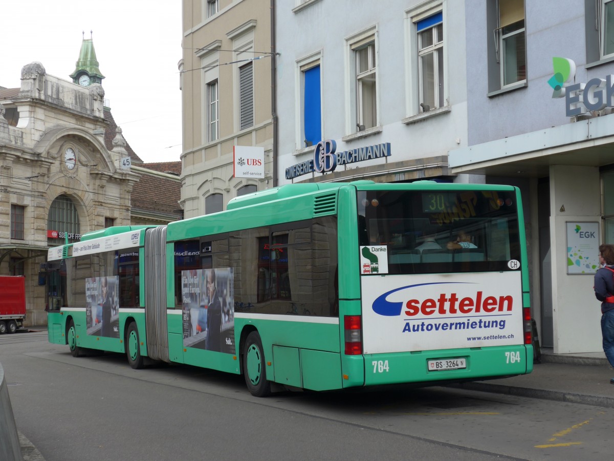 (164'749) - BVB Basel - Nr. 764/BS 3264 - MAN am 14. September 2015 beim Bahnhof Basel