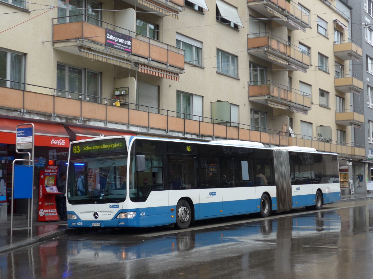 (165'000) - VBZ Zrich - Nr. 408/ZH 745'408 - Mercedes am 17. September 2015 beim Bahnhof Zrich-Oerlikon