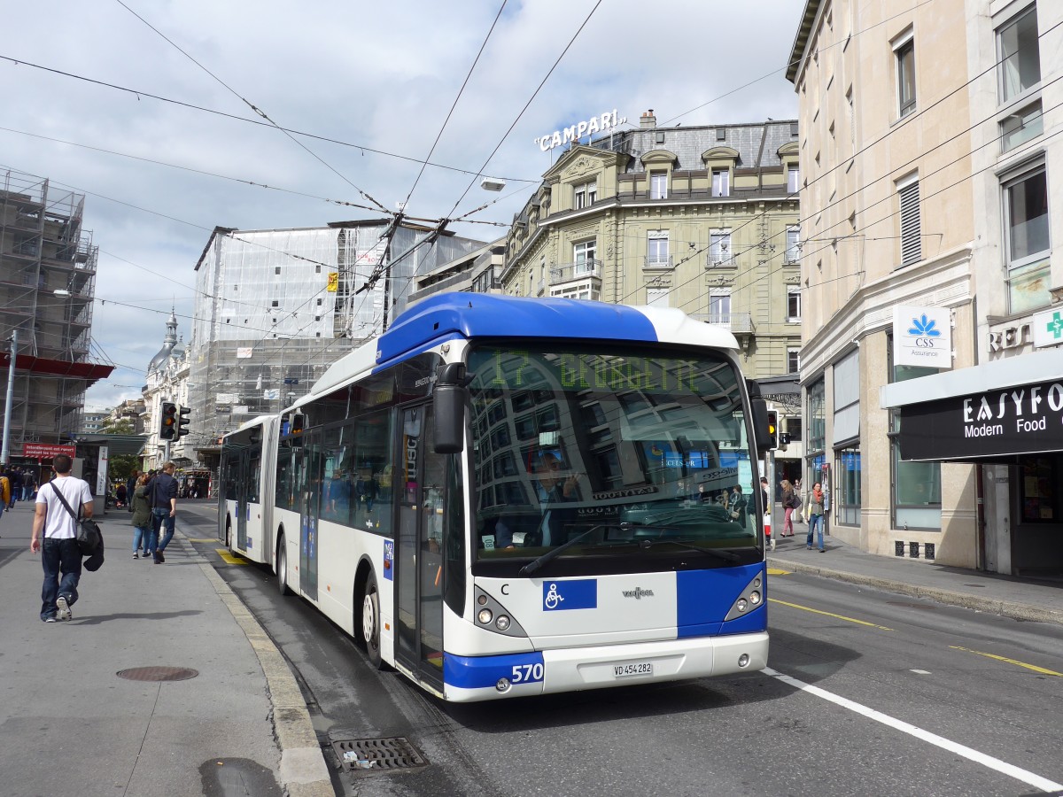 (165'140) - TL Lausanne - Nr. 570/VD 454'282 - Van Hool am 18. September 2015 in Lausanne, Bel-Air