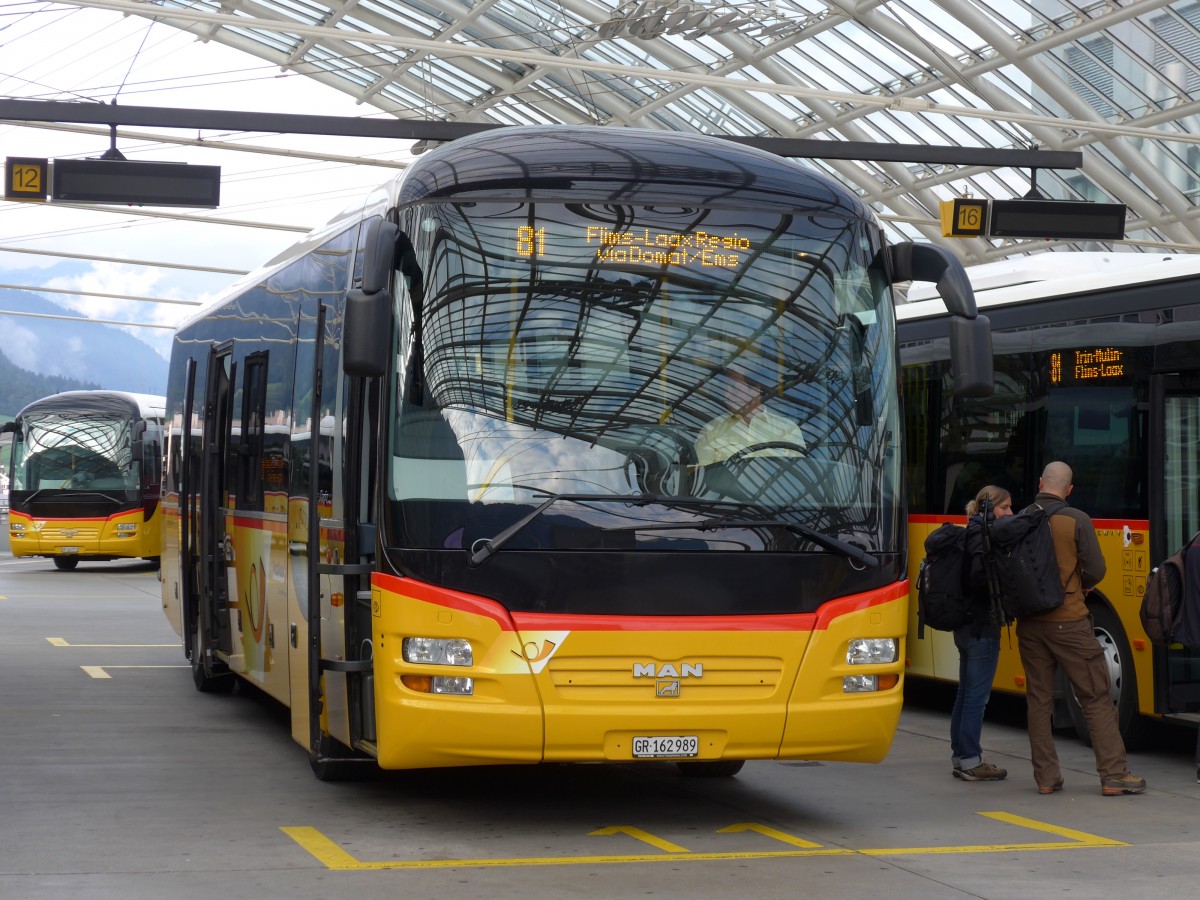 (165'177) - PostAuto Graubnden - GR 162'989 - MAN am 19. September 2015 in Chur, Postautostation