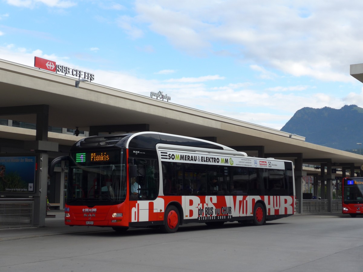 (165'222) - SBC Chur - Nr. 15/GR 97'515 - MAN am 19. September 2015 beim Bahnhof Chur