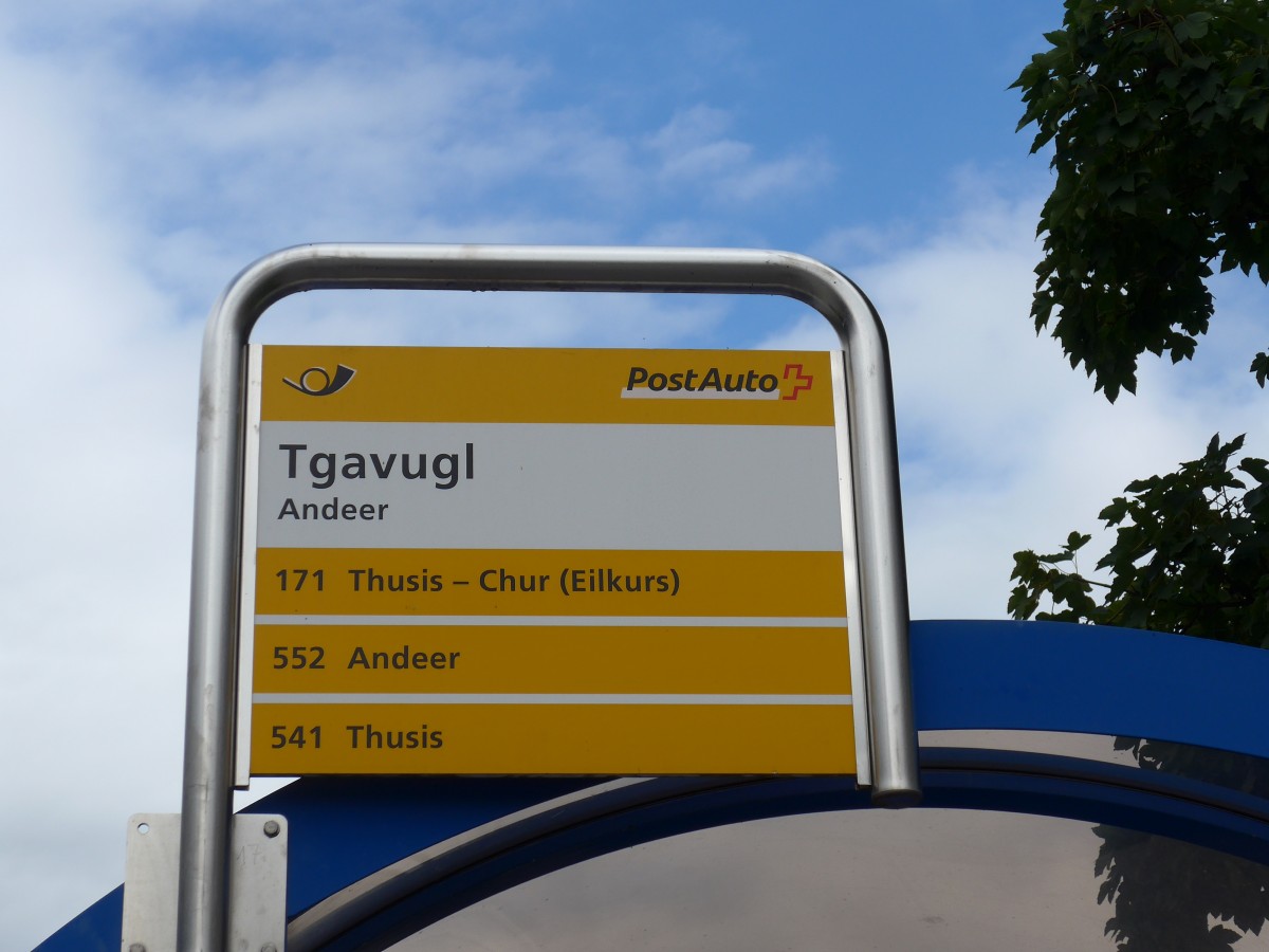 (165'253) - PostAuto-Haltestelle - Andeer, Tgavugl - am 19. September 2015