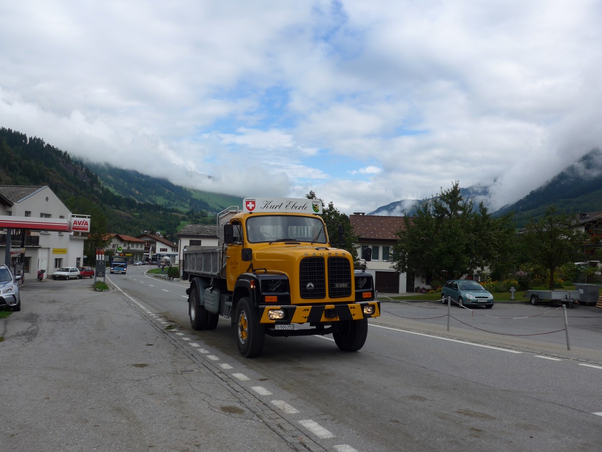 (165'278) - Eberle, Freidorf - TG 500'202 - Saurer am 19. September 2015 in Andeer, Tgavugl