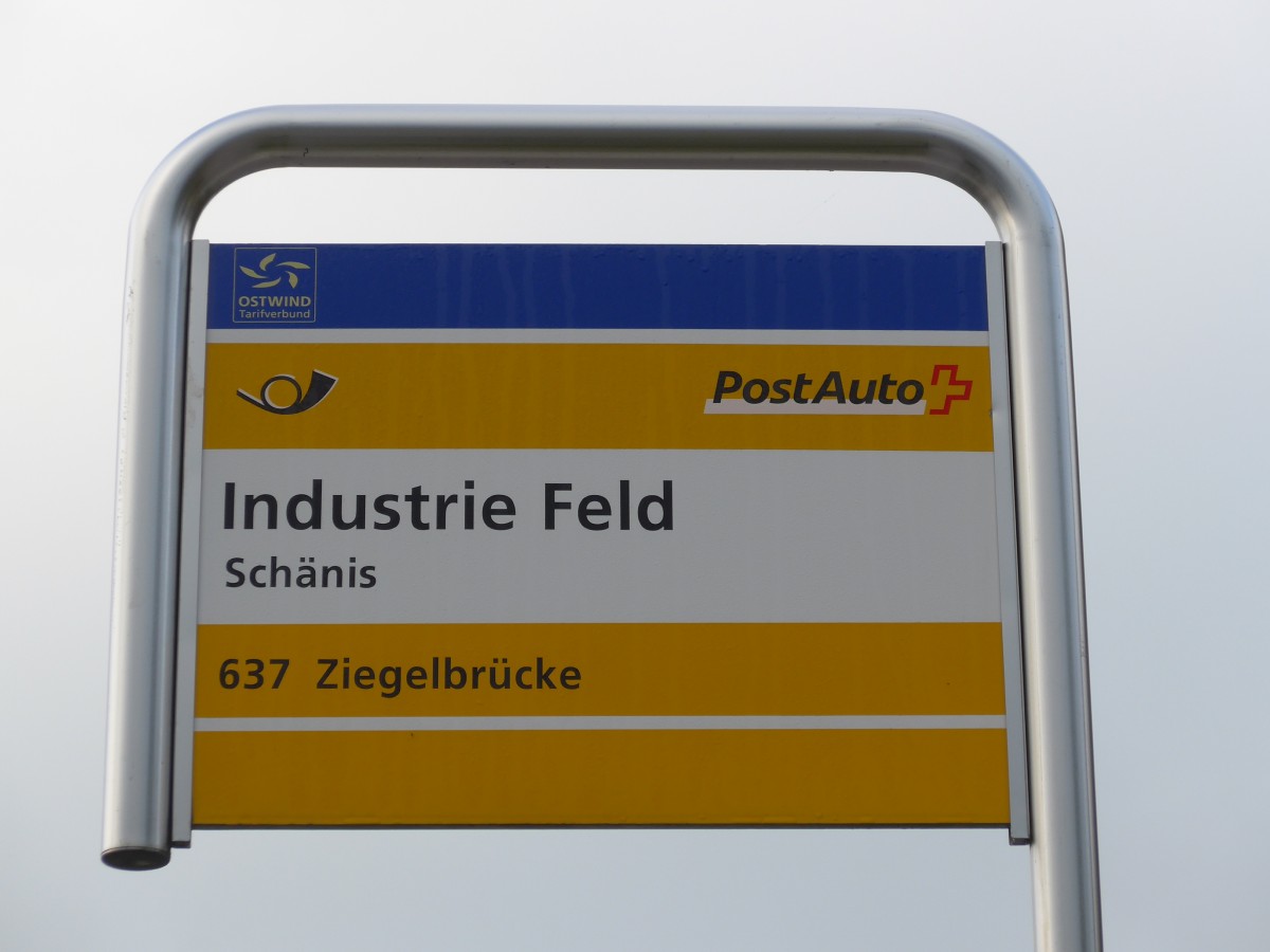(166'062) - PostAuto-Haltestelle - Schnis, Industrie Feld - am 10. Okotber 2015