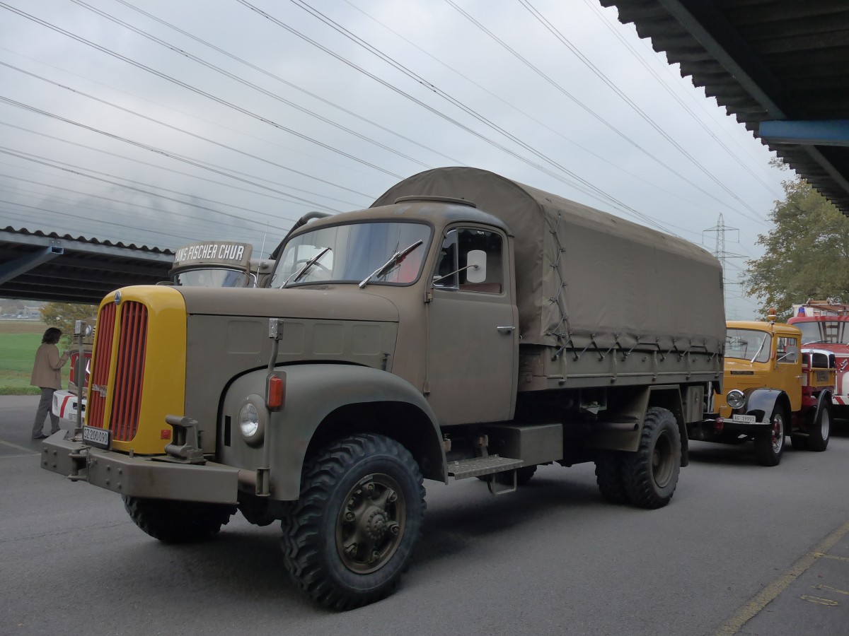 (166'086) - Saurer - SZ 200'090 - am 10. Oktober 2015 in Schnis, Bicoareal