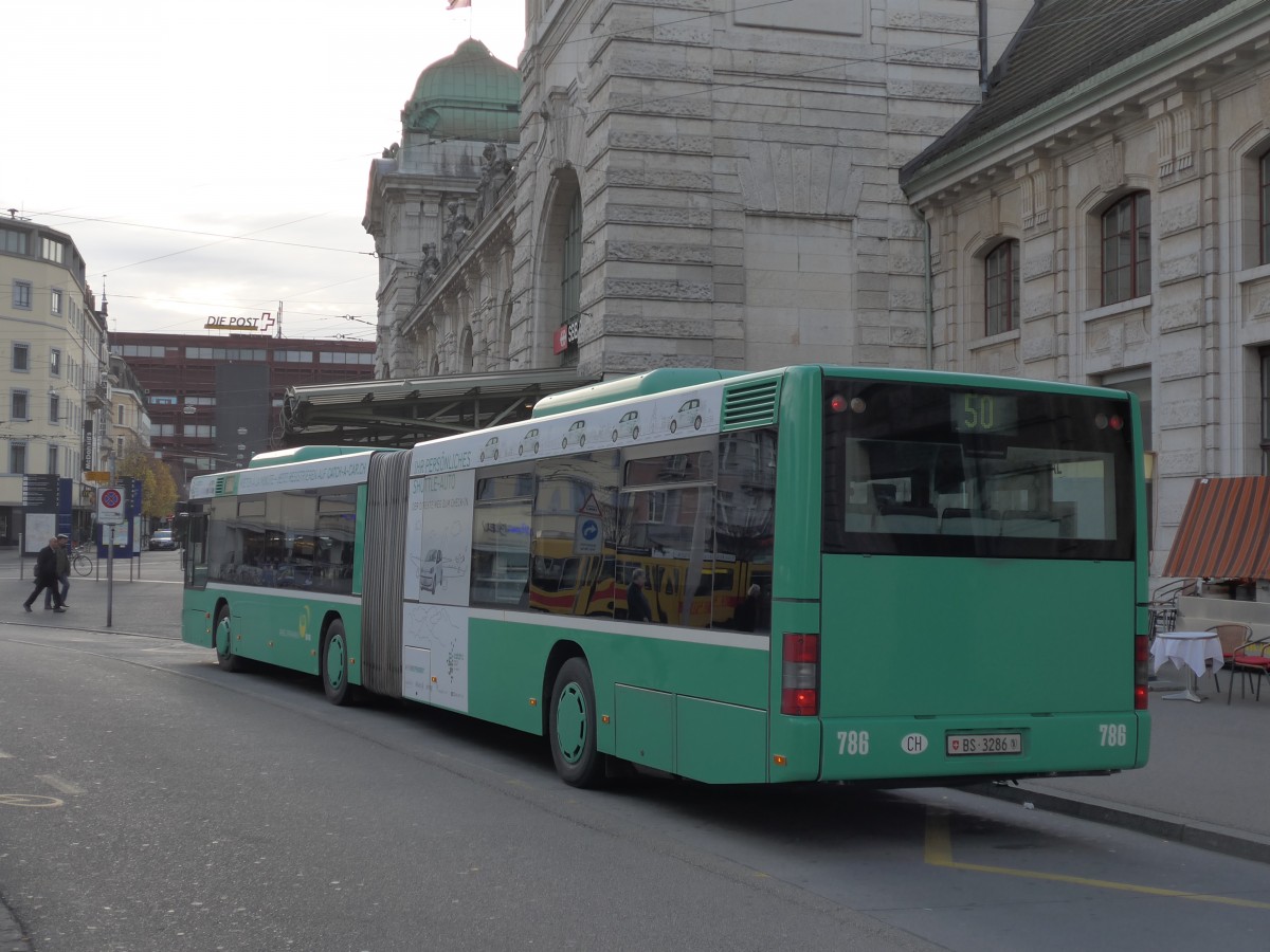 (166'621) - BVB Basel - Nr. 786/BS 3286 - MAN am 15. November 2015 beim Bahnhof Basel