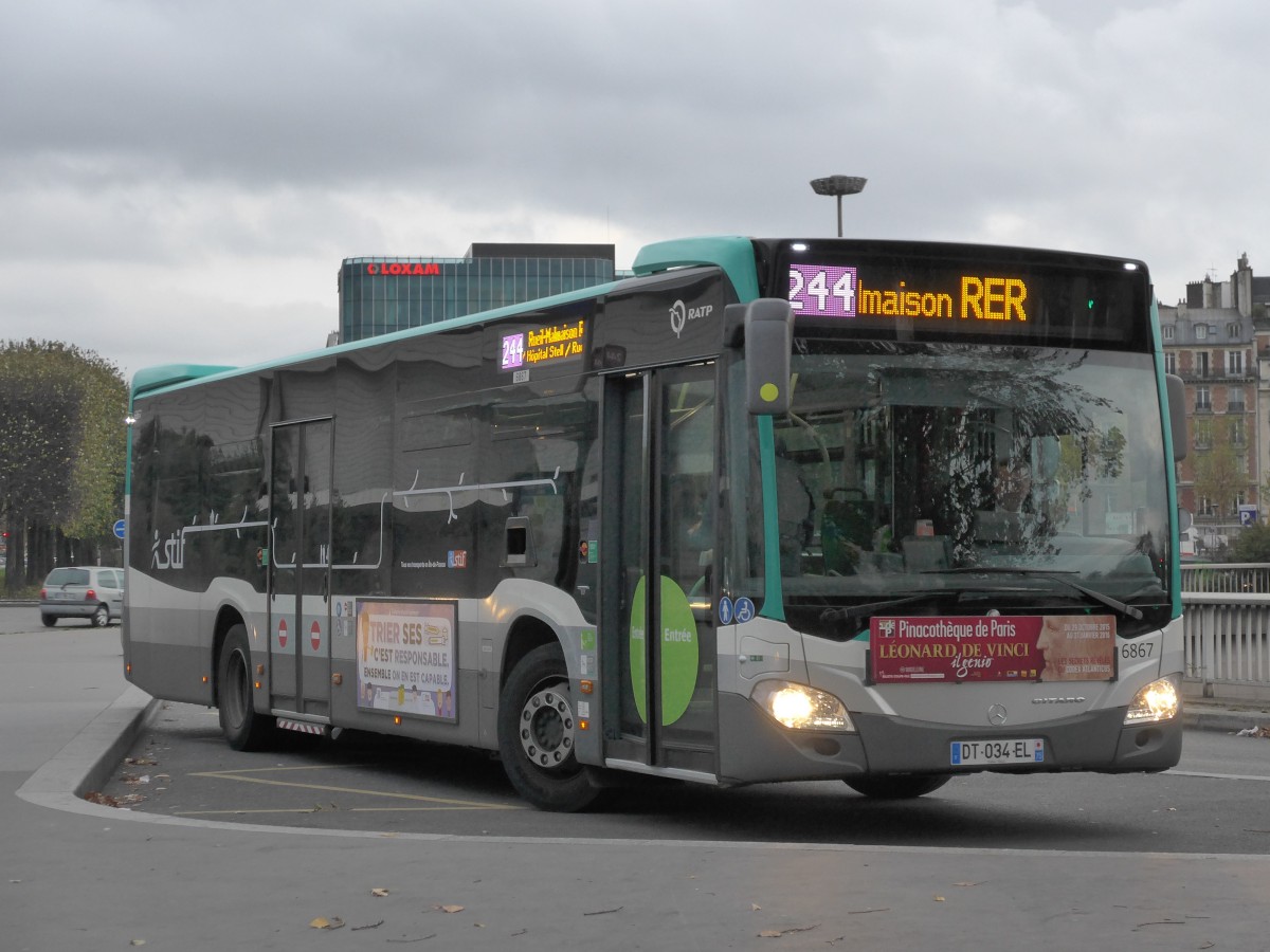 (167'012) - RATP Paris - Nr. 6867/DT 034 EL - Mercedes am 16. November 2015 in Paris, Porte Maillot