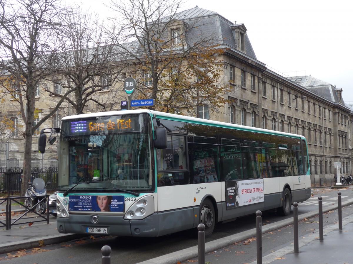 (167'101) - RATP Paris - Nr. 3439/708 RNB 75 - Irisbus am 17. November 2015 in Paris, Anvers