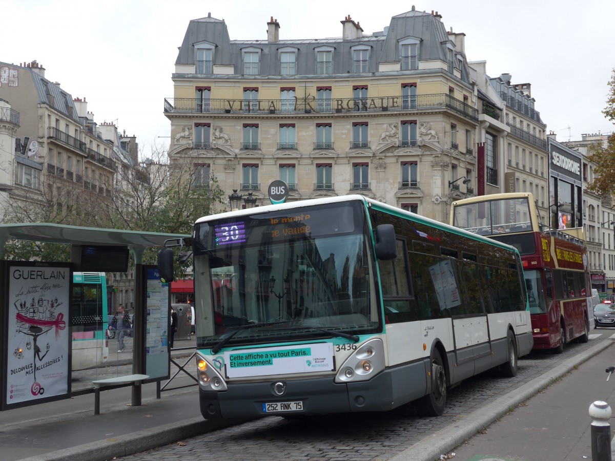 (167'148) - RATP Paris - Nr. 3436/252 RNK 75 - Irisbus am 17. November 2015 in Paris, Pigalle