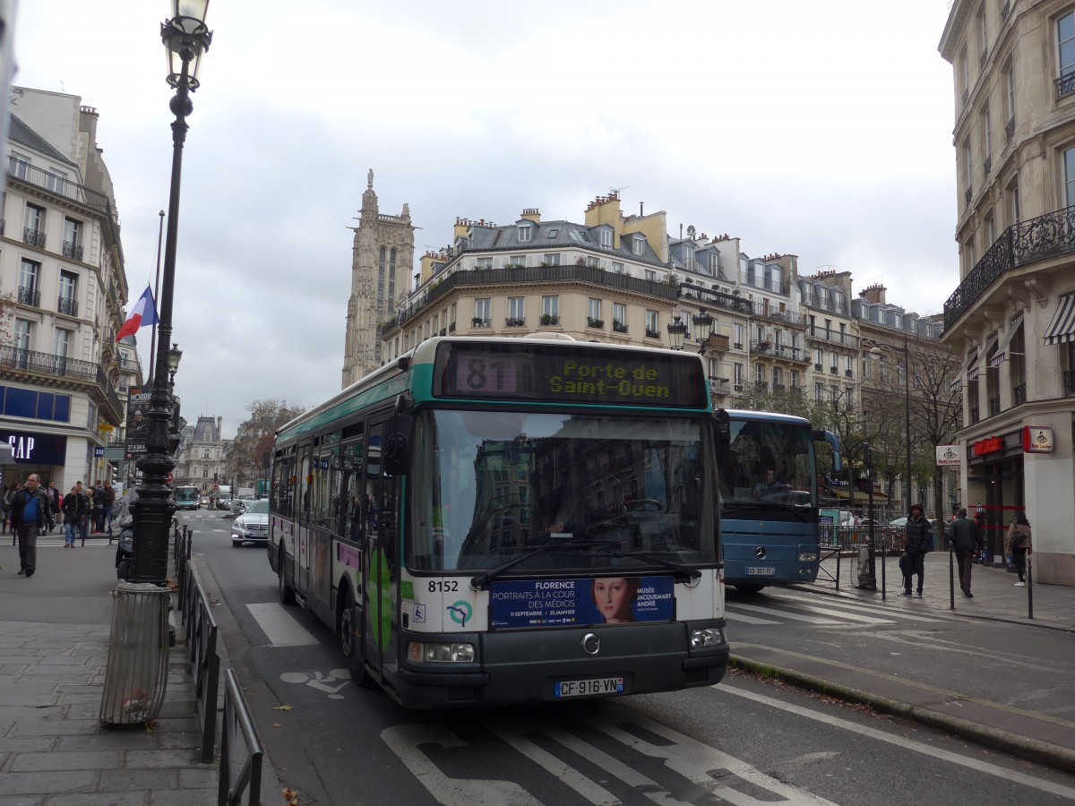 (167'373) - RATP Paris - Nr. 8152/CF 916 VN - Irisbus am 18. November 2015 in Paris, Chtelet