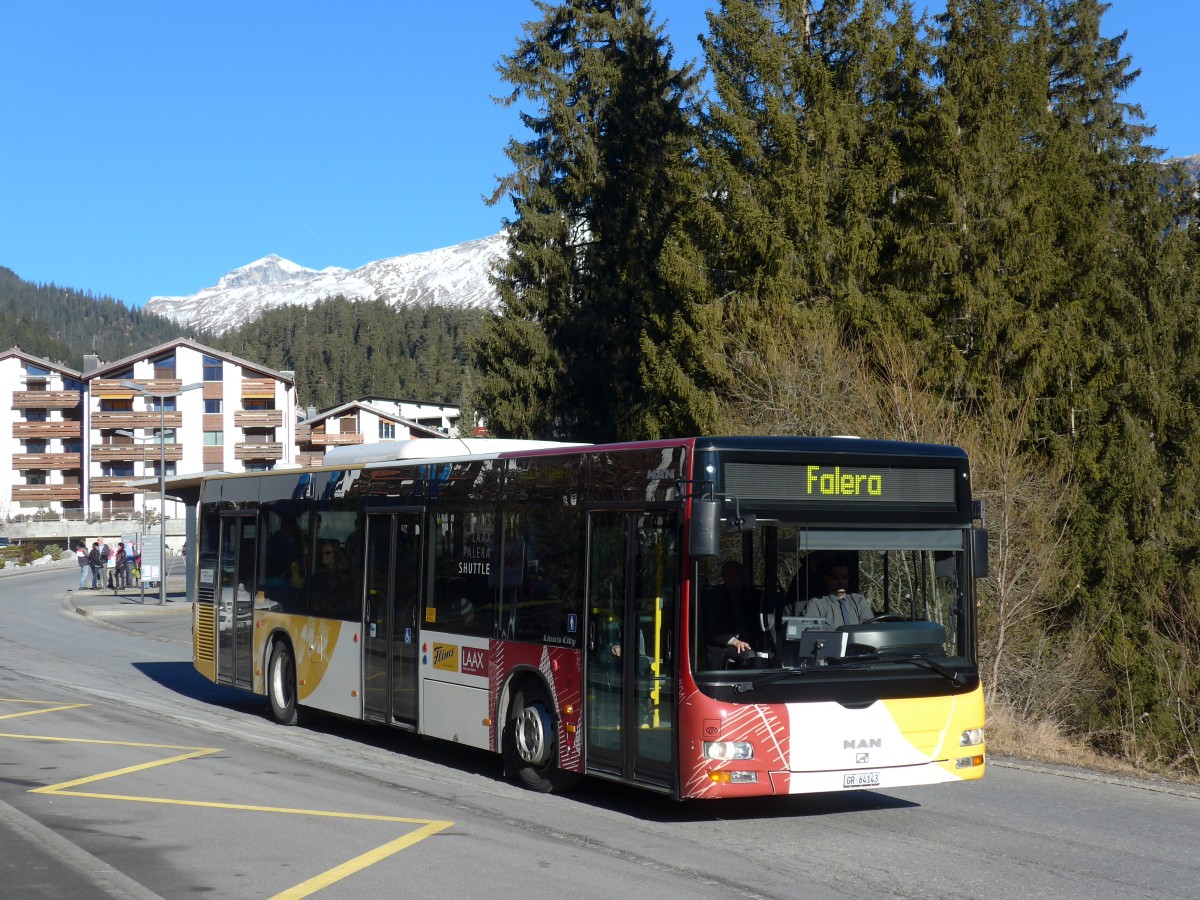 (167'973) - Stuppan, Flims - GR 64'143 - MAN am 26. Dezember 2015 in Laax, Bergbahnen