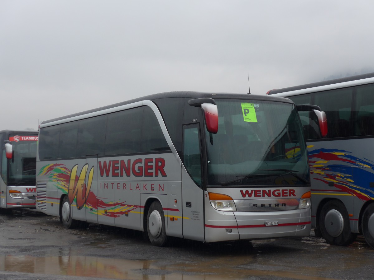 (168'303) - Wenger, Interlaken - Nr. 3/BE 483'463 - Setra am 9. Januar 2016 in Frutigen, Flugplatz