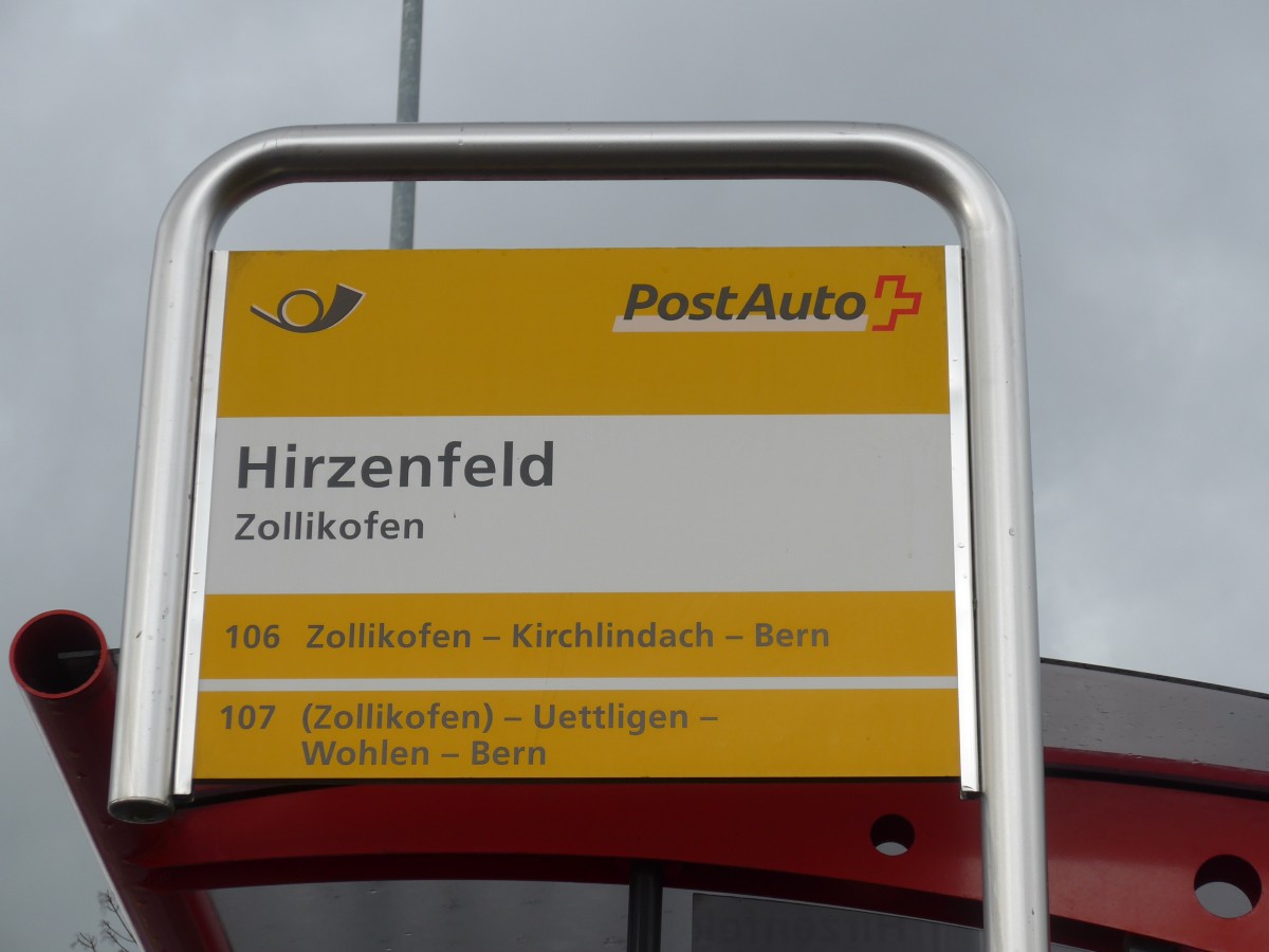 (168'446) - PostAuto-Haltestelle - Zollikofen, Hirzenfeld - am 11. Januar 2016