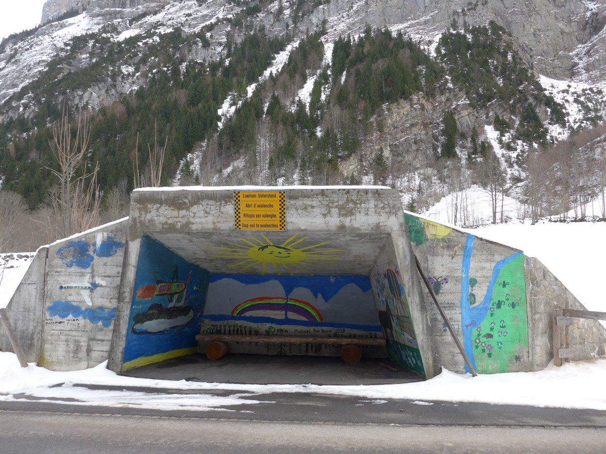 (168'555) - Lawinen-Unterstand am 24. Januar 2016 in Stechelberg