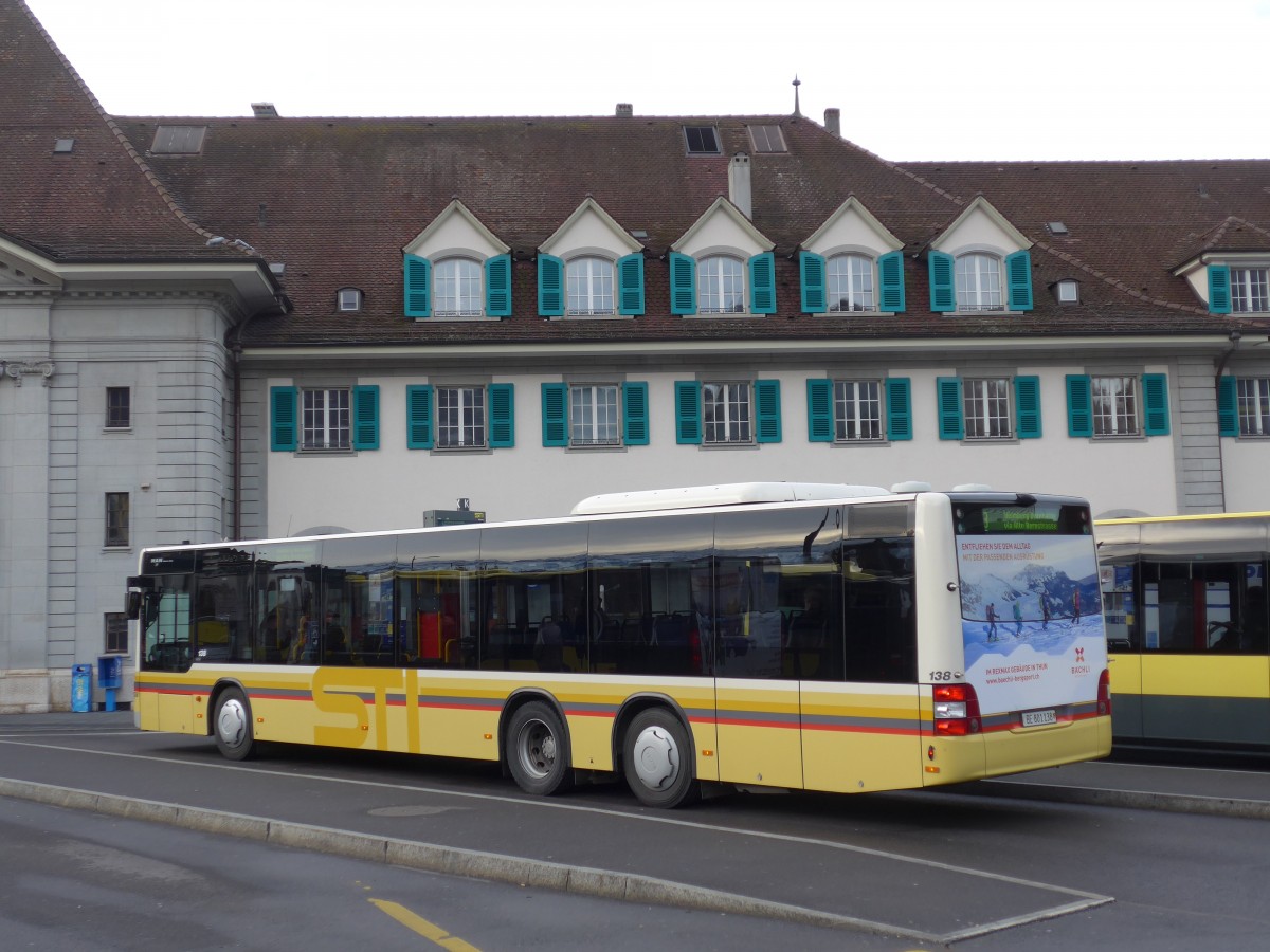 (168'698) - STI Thun - Nr. 138/BE 801'138 - MAN am 8. Februar 2016 beim Bahnhof Thun