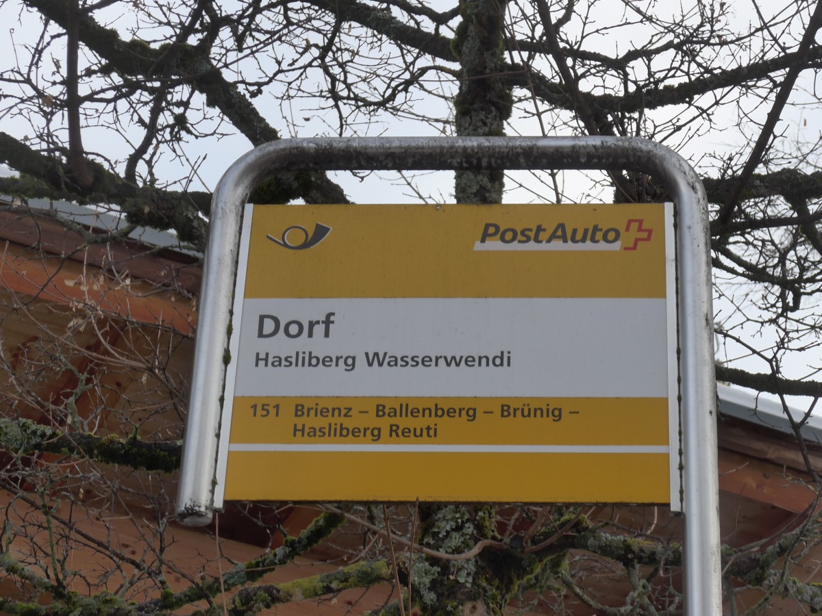 (168'794) - PostAuto-Haltestelle - Hasliberg Wasserwendi, Dorf - am 21. Februar 2016