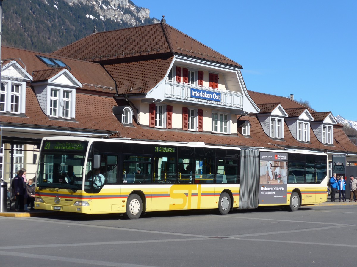 (168'830) - STI Thun - Nr. 110/BE 700'110 - Mercedes am 21. Februar 2016 beim Bahnhof Interlaken Ost