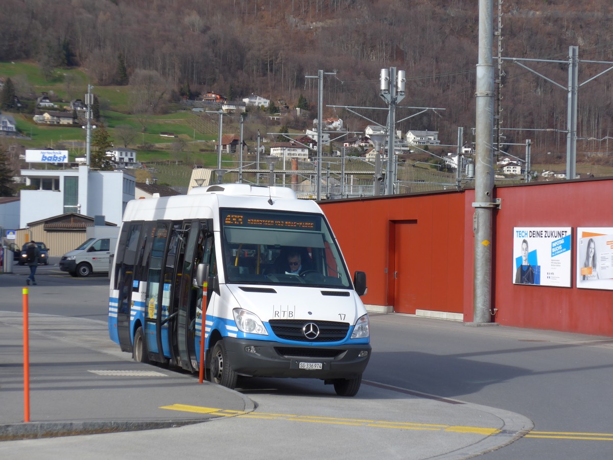 (168'995) - RTB Altsttten - Nr. 17/SG 336'974 - Mercedes am 27. Februar 2016 beim Bahnhof Sargans