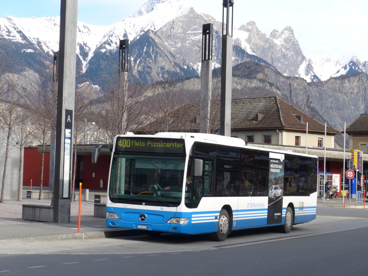 (169'000) - RTB Altsttten - Nr. 56/SG 165'038 - Mercedes am 27. Februar 2016 beim Bahnhof Sargans