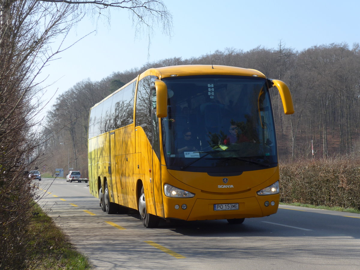 (169'262) - Aus Polen: ??? - PO 153ME - Scania am 19. Mrz 2016 in Neuhausen, Zollstrasse