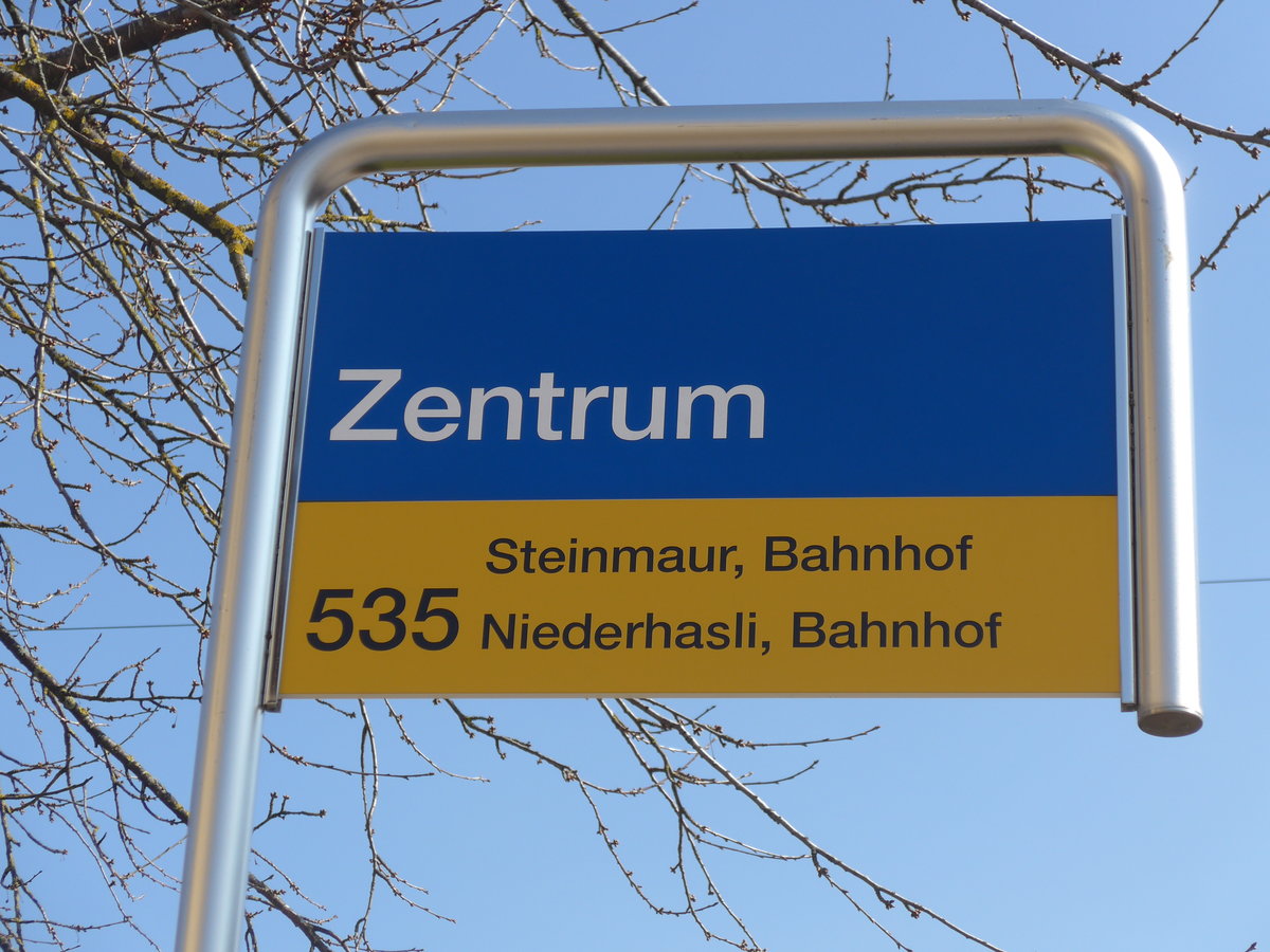 (169'329) - PostAuto-Haltestelle - Stadel, Zentrum - am 19. Mrz 2016