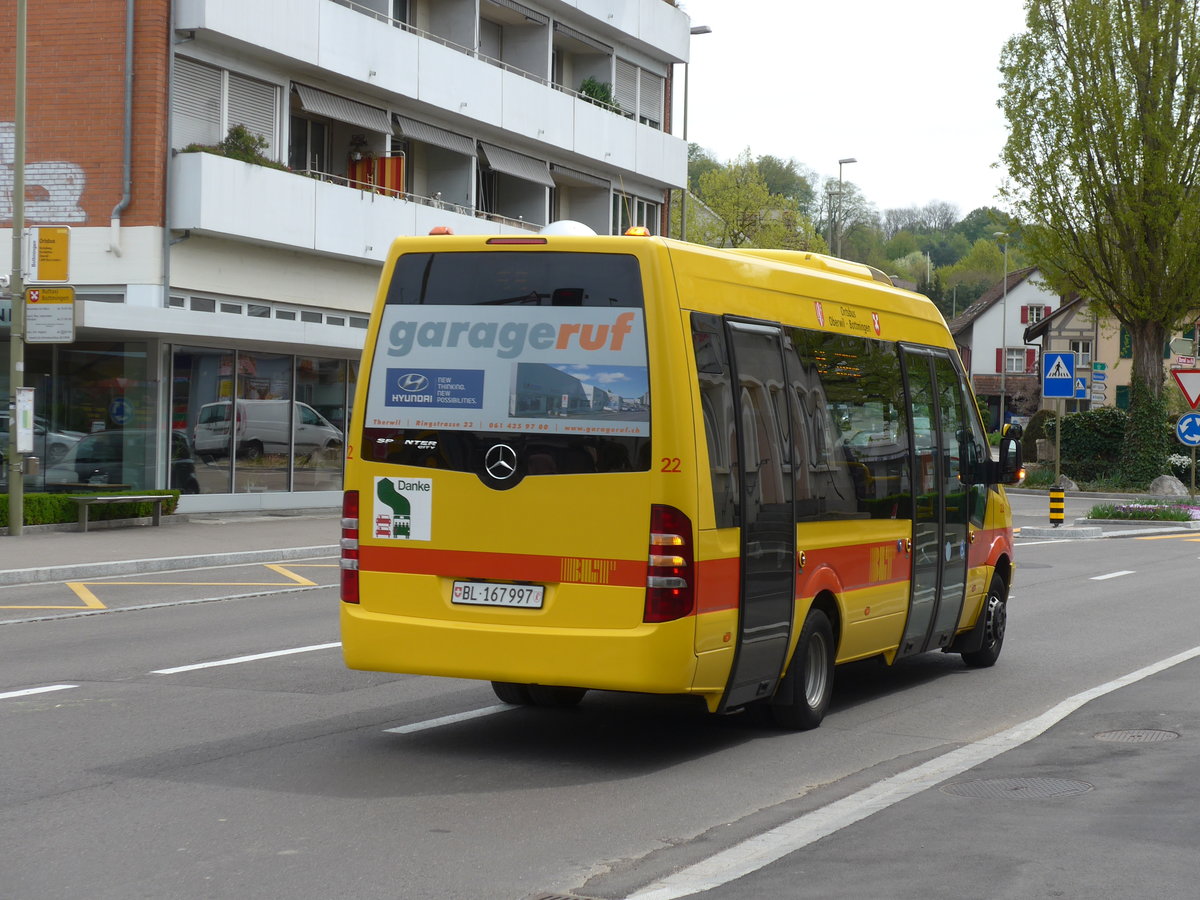 (170'306) - BLT Oberwil - Nr. 22/BL 167'997 - Mercedes am 30. April 2016 in Bottmingen, Schloss