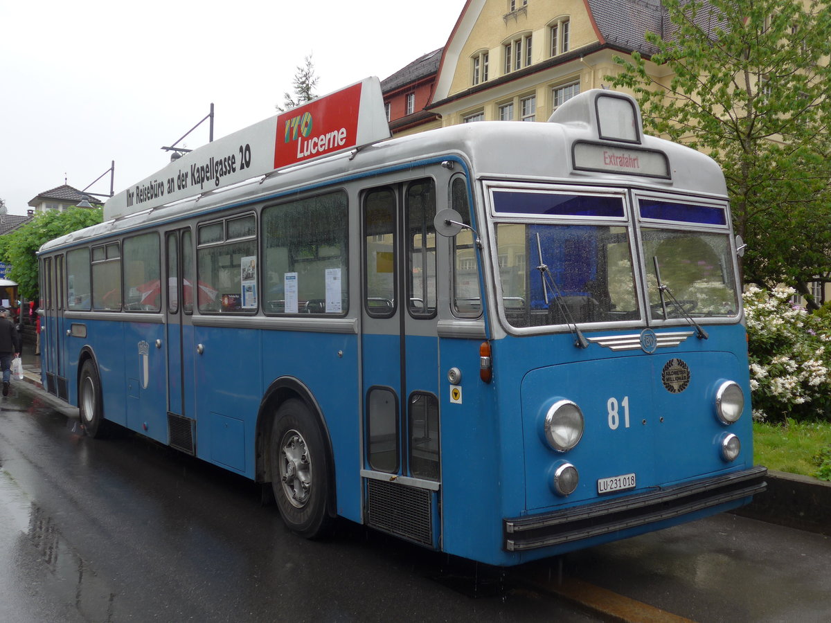 (170'594) - VBL Luzern (vbl-historic) - Nr. 81/LU 231'018 - FBW/Hess am 14. Mai 2016 in Sarnen, OiO