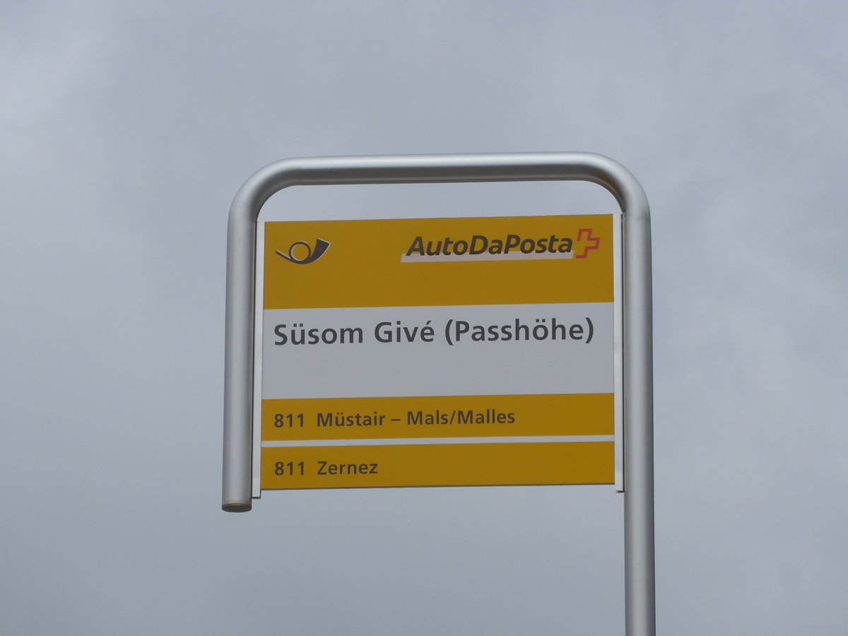 (170'898) - PostAuto-Haltestelle - Ofenpass, Ssom Giv (Passhhe) - am 16. Mai 2016