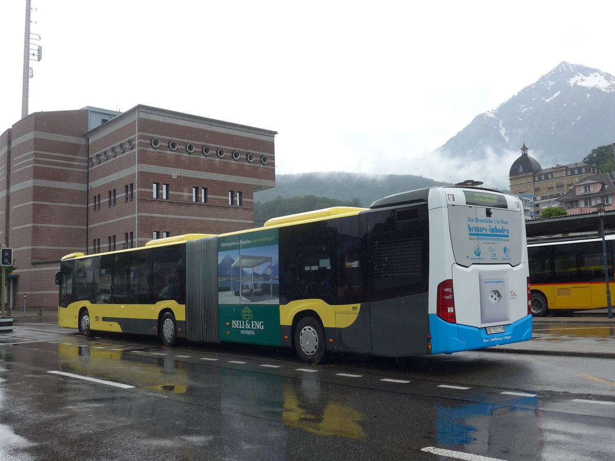 (171'519) - STI Thun - Nr. 173/BE 752'173 - Mercedes am 28. Mai 2016 beim Bahnhof Spiez