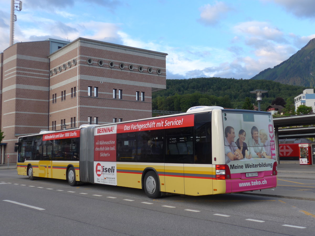 (171'677) - STI Thun - Nr. 119/BE 700'119 - MAN am 12. Juni 2016 beim Bahnhof Spiez