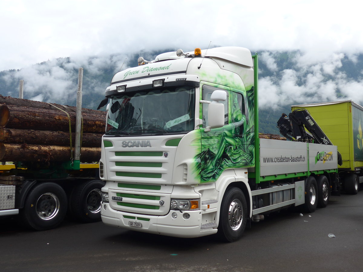 (172'247) - Green Diamond - GR 7509 - Scania am 26. Juni 2016 in Interlaken, Flugplatz