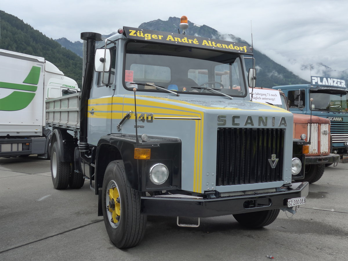 (172'269) - Zger, Altendorf - SZ 200'083 - Scania am 26. Juni 2016 in Interlaken, Flugplatz