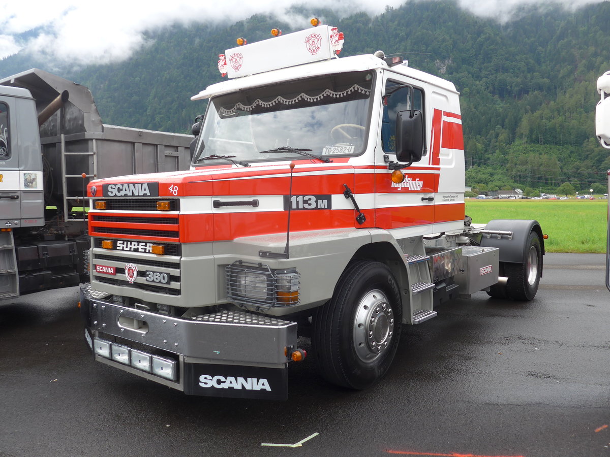 (172'286) - Hugelshofer, Frauenfeld - Nr. 48 - Scania am 26. Juni 2016 in Interlaken, Flugplatz