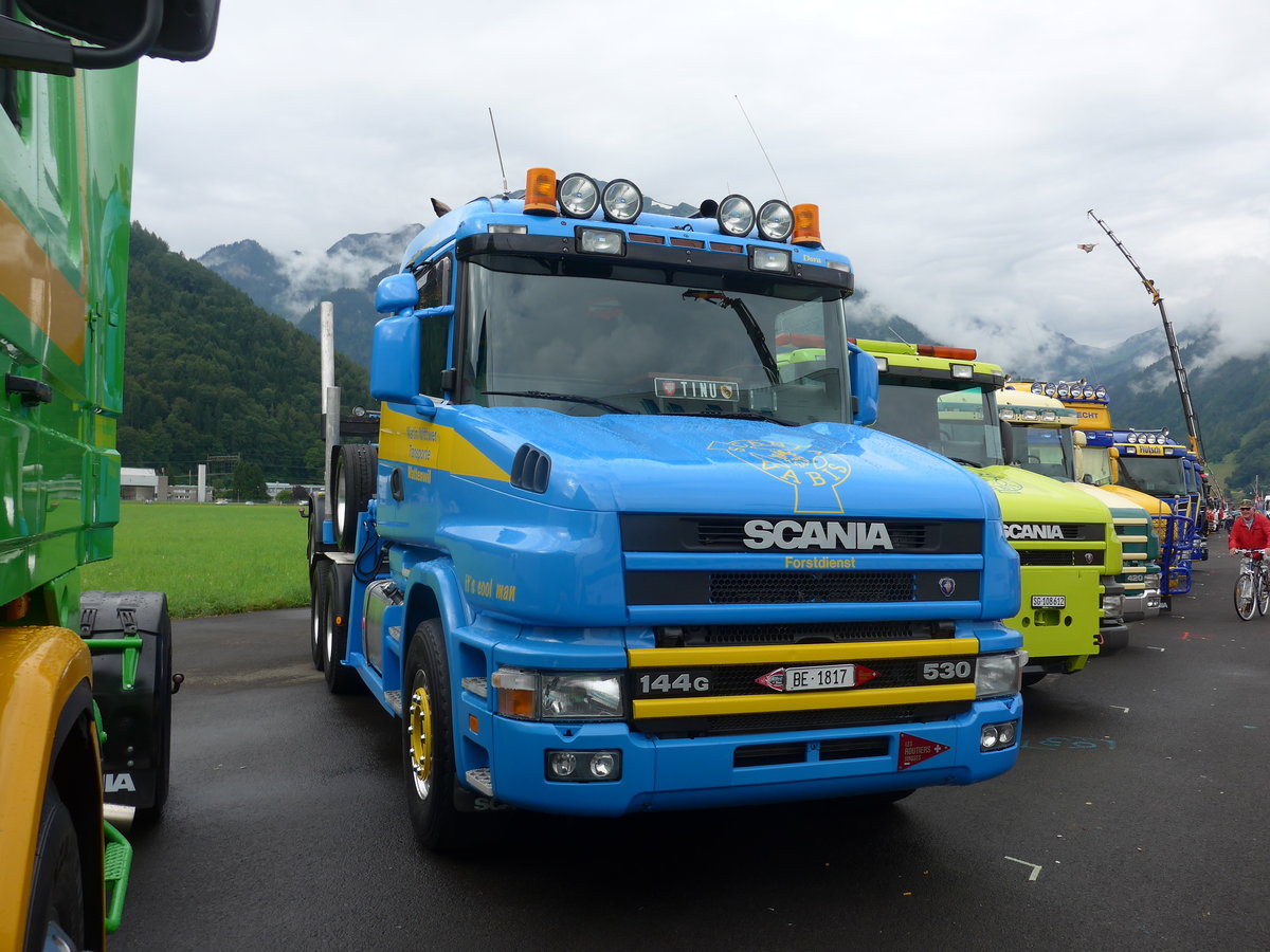 (172'295) - Wittwer, Wattenwil - BE 1817 - Scania am 26. Juni 2016 in Interlaken, Flugplatz