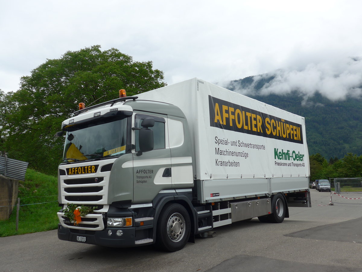 (172'429) - Affolter, Schpfen - BE 22'912 - Scania am 26. Juni 2016 in Interlaken, Flugplatz
