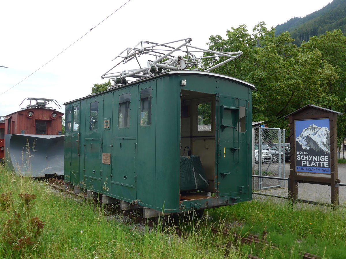 (172'515) - SPB-Lokomotive - Nr. 63 - am 26. Juni 2016 im Bahnhof Wilderswil