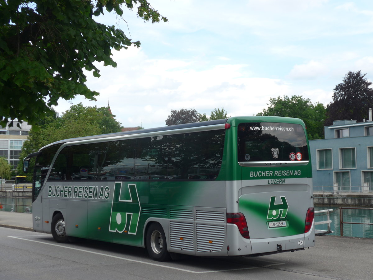 (172'763) - Bucher, Luzern - LU 15'566 - Setra am 5. Juli 2016 bei der Schifflndte Thun