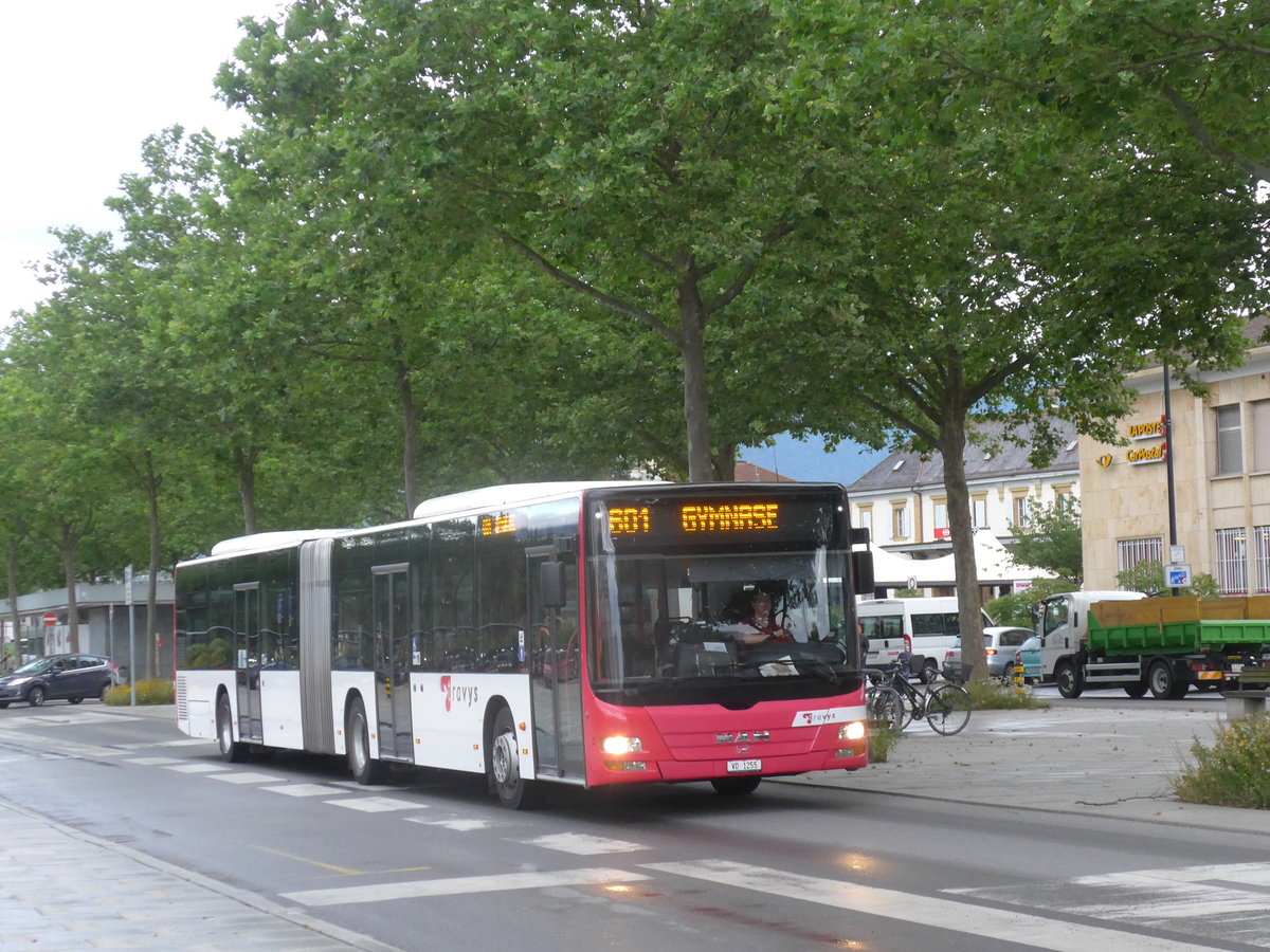 (172'880) - TRAVYS Yverdon - VD 1255 - MAN am 13. Juli 2016 beim Bahnhof Yverdon