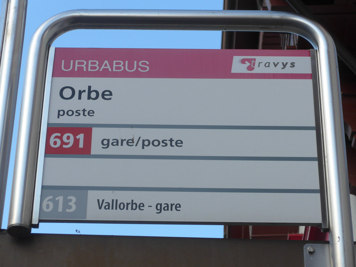 (173'019) - TRAVYS-Haltestelle - Orbe, poste - am 15. Juli 2016