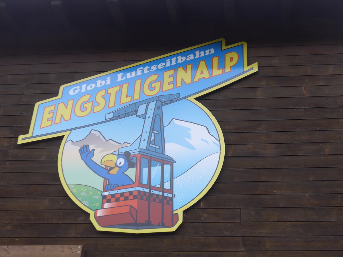 (173'415) - Plakat Globi Luftseilbahn Engstligenalp am 31. Juli 2016 in Adelboden, Unter dem Birg