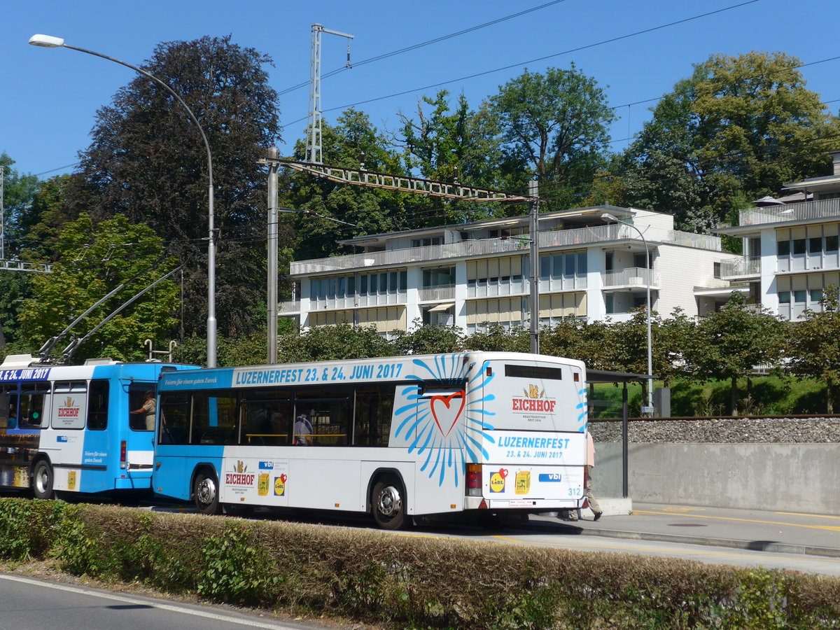 (173'737) - VBL Luzern - Nr. 312 - Lanz+Marti/Hess Personenanhnger am 8. August 2016 in Luzern, Verkehrshaus